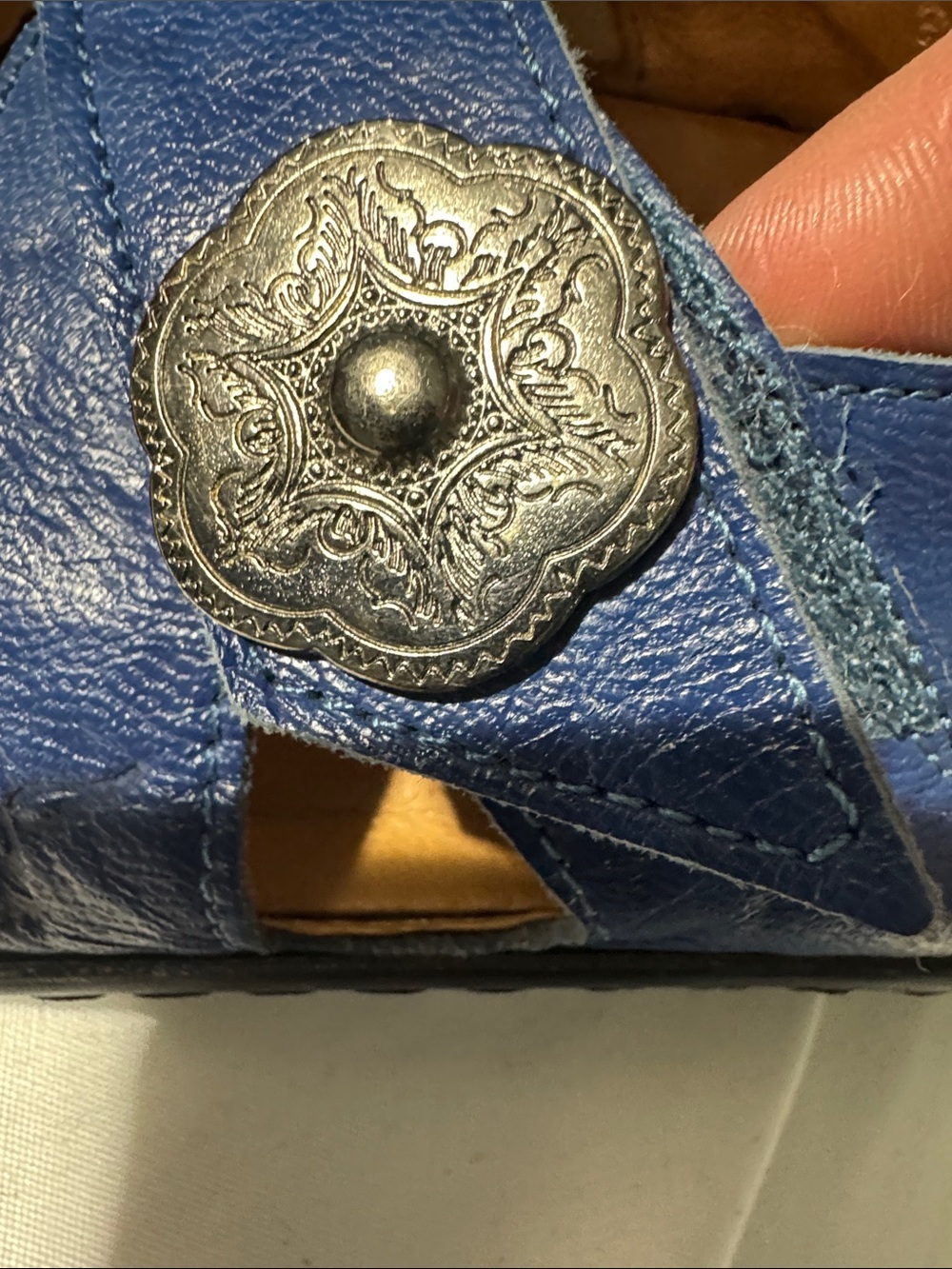 Portofino Leather Comfort Sandals EU 38 US 7–7.5 Blue Walking Travel Non Slip - Picture 11 of 11